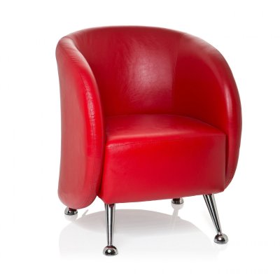 HJH OFFICE Fauteuil lounge / fauteuil club ST. LUCIA en similicuir rouge