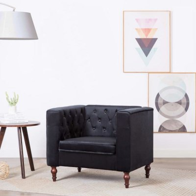 VIDAXL Fauteuil Noir Velours  - Noir