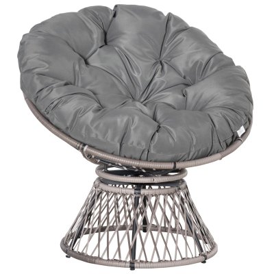 OUTSUNNY Fauteuil papasan pivotant grand confort gris
