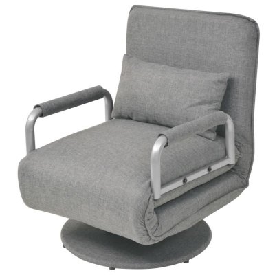 VIDAXL Fauteuil Pivotant et Canap&eacute;-lit Tissu Gris Clair  - Gris clair