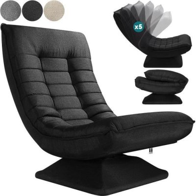 CASARIA Fauteuil relax Aberdeen Noir Tissu