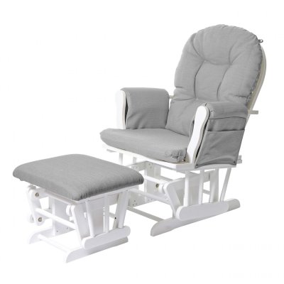 MENDLER Fauteuil relax  HWC-C76 tissu gris clair monture blanche