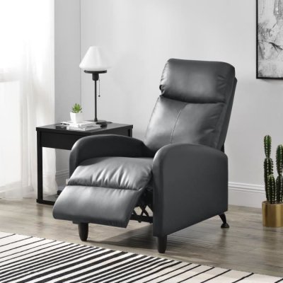 EN.CASA Fauteuil Relaxant Bregenz Inclinable et Repose-Pieds Similicuir Gris