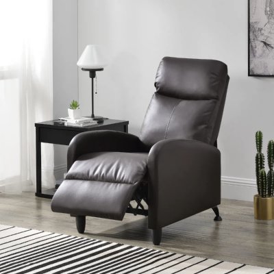 EN.CASA Fauteuil Relaxant Bregenz Inclinable et Repose-Pieds Similicuir Marron