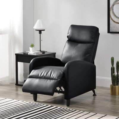 EN.CASA Fauteuil Relaxant Bregenz Inclinable et Repose-Pieds Similicuir Noir