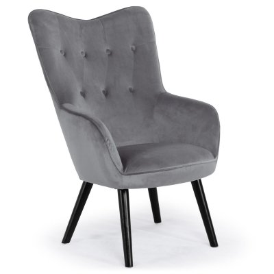 COTECOSY Fauteuil scandinave Klarys Velours Gris - Gris