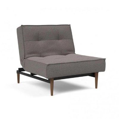 INNOVATION LIVING Fauteuil SPLITBACK STYLETTO gris Mixed Dance Grey convertible lit 90*115 cm pi&eacute;tement noyer