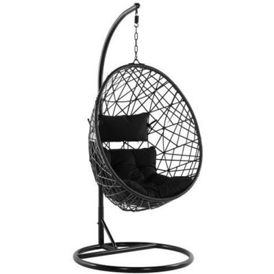 BELIANI Fauteuil suspendu avec support en rotin noir &oslash; 94 cm ALATRI