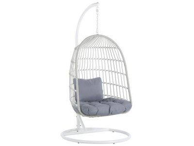 BELIANI Fauteuil suspendu en rotin blanc avec support allera 300643