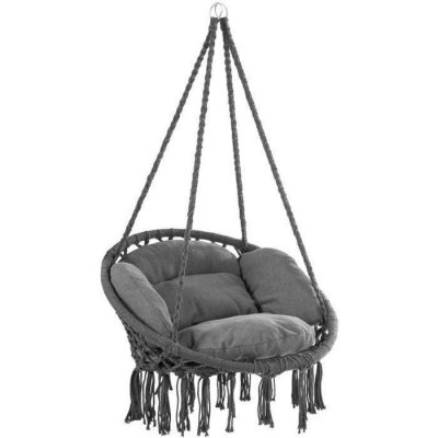 DETEX Fauteuil suspendu gric clair 80x60x140cm avec coussin