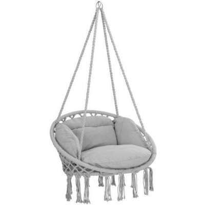 DETEX Fauteuil suspendu gric clair 80x60x140cm avec coussins