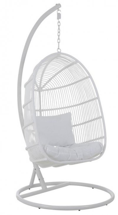 PARIS PRIX Fauteuil suspendu pour jardin en m&eacute;tal blanc