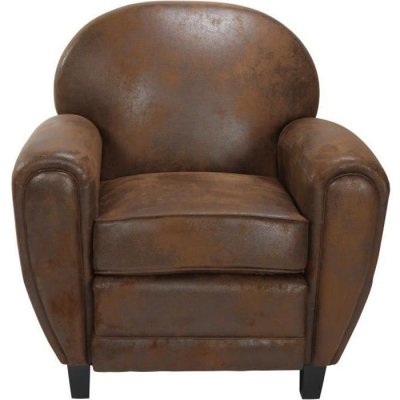 RENDEZ VOUS DECO Fauteuil vieilli en microfibre - Club - Marron