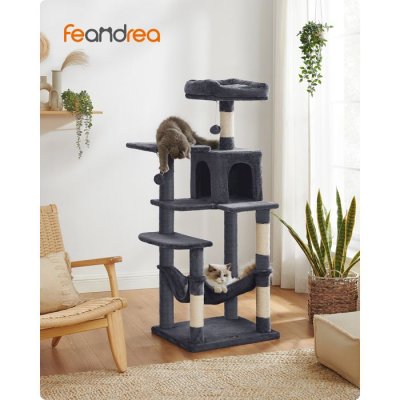 FEANDREA  Arbre &agrave; chat avec hamac, Gris Anthracite / L (55 x 45 x 143 cm)