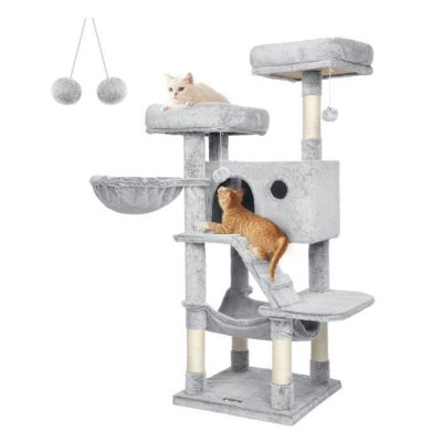 FEANDREA  Arbre &agrave; Chat, Tour de Jeux, Grand, Doux, Gris Bleu&acirc;tre PCT162W01