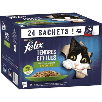 FELIX  tendres effil&eacute;s en gel&eacute;e - s&eacute;lection mixte avec l&eacute;gumes 4(24x85g)
