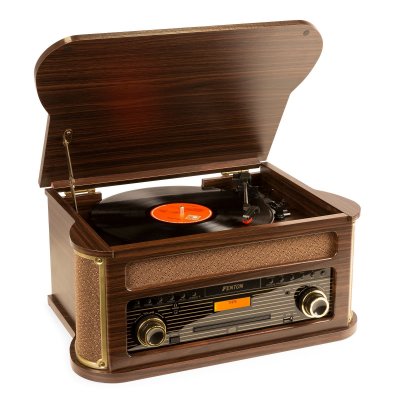FENTON  Memphis tourne-disque vintage en bois fonc&eacute; - Platines disque