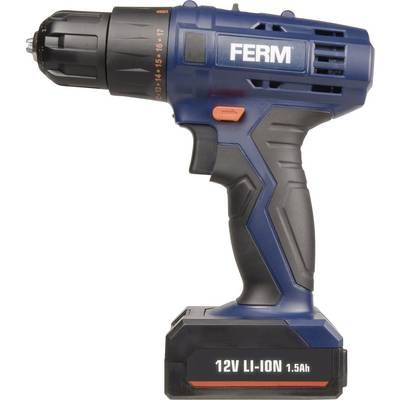 FERM  CDM1119 Perceuse sans fil 12V - 2 batteries Li-Ion 1.5Ah incluses
