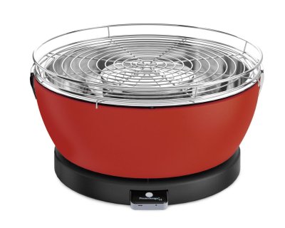 FEUERDESIGN  Vesuvio Barbecue au charbon de bois / Barbecue de table rouge avec accessoires