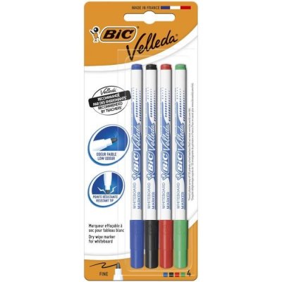 BIC Feutre Effa&ccedil;able &Agrave; Sec 4 Coloris  Velleda - Le Lot De 4 Feutres