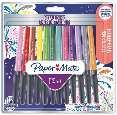 PAPERMATE Feutre  flair metallic - coloris assortis - blister de 12