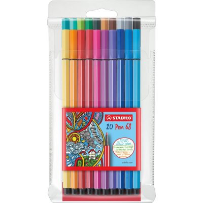 STABILO Feutre Pen 68, &eacute;tui en plastique de 20