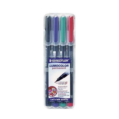 STAEDTLER Feutre  lumocolor permanent pointe fine 0,6 - Pochette de 4