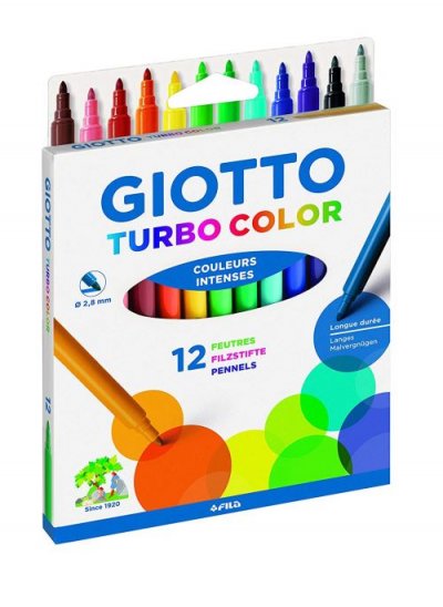 GIOTTO S Feutres Giotto - Turbo Color - Assortiments de couleurs - 12 pcs