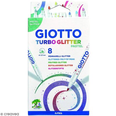 GIOTTO S Feutres Turbo Glitter Giotto - Pastel - 8 pcs