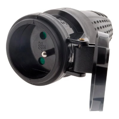 ZENITECH Fiche &eacute;lectrique femelle &eacute;tanche  IP44 16A 2P+T - Noir