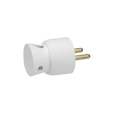 LEGRAND Fiche &eacute;lectrique m&acirc;le - 2 phases + terre - sortie basse - blanc