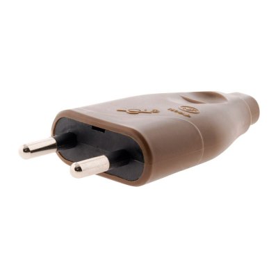 ZENITECH Fiche &eacute;lectrique m&acirc;le - 2 p&ocirc;les - 6A - marron