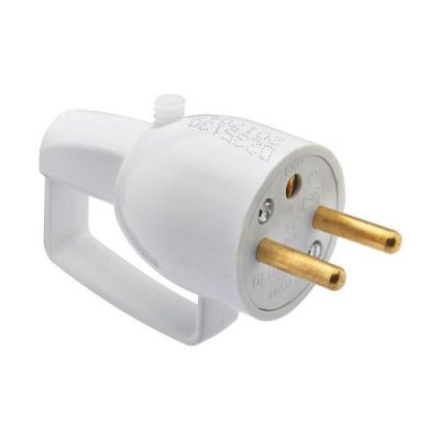 DEBFLEX Fiche m&acirc;le - &agrave; coiffe - 2P+T 16A - avec anneau - blanc 