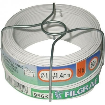 FILGRAF  Fil attache - plastifi&eacute; blanc - 6 mm - bobine 50 m