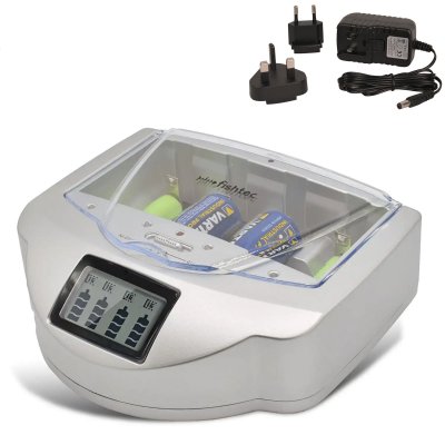 FISHTEC &reg; Chargeur Universel de Piles C/D/AA/AAA/6LR61 Ni-Cd Ni-Mh + ALCALINES