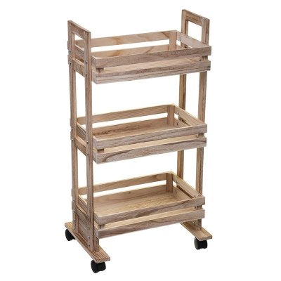 Five - Desserte sur roues en Bois de Paulownia esprit Cagette H 82 cm