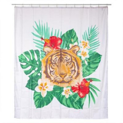 FIVE SIMPLY SMART Five - rideau de douche d&eacute;co tropical l180 x h 200 cm anneaux inclus