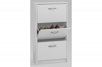 FMD Armoire &agrave; chaussures 3 compartiments inclinables Blanc