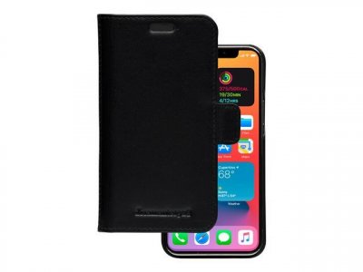 DBRAMANTE1928 Folio 2 en 1 iPhone 12 mini Lynge en Cuir Noir  - Neuf