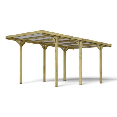 CERLAND Forest Style Carport Bois 1 Voiture Jean - 14,2 m&sup2;