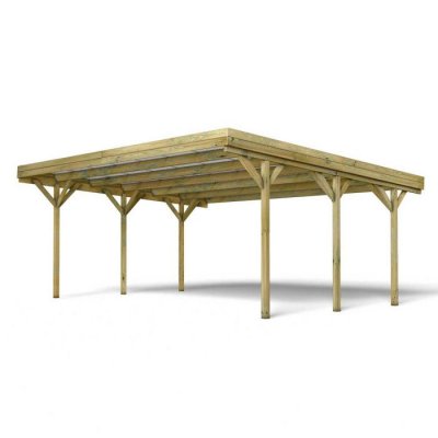 CERLAND Forest Style Carport Bois 2 Voitures Jean &ndash; 29,6 m&sup2;