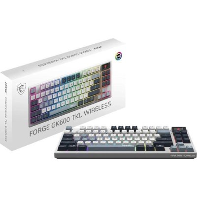 MSI FORGE GK600 TKL W SKY FR Clavier m&eacute;canique TKL Cherry MX Red