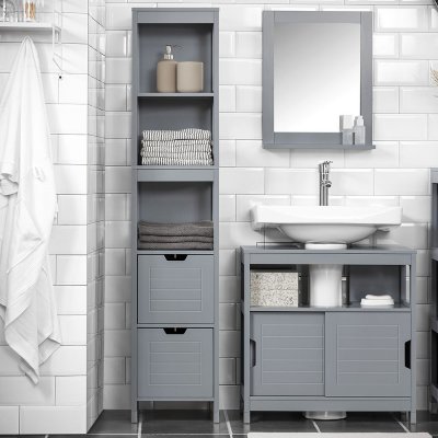 FRG126-SG Meubles de rangement de Salle de Bain Haute- Gris