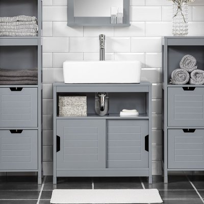 FRG128-SG Meuble sous-Lavabo Meuble de Salle de Bain Vasque-Gris