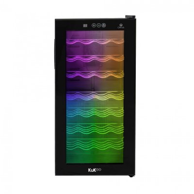  Frigo Cave &agrave; Vin Porte en Verre &Eacute;clairage LED 78 L 28 Places Panneau Noir 8-18&deg;C