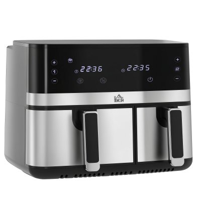HOMCOM Friteuse &Agrave; Air Air Fryer 2700w - Double Compartiment 8,5l - Noir