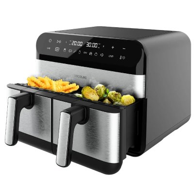 CECOTEC Friteuse &agrave; air  Cecofry Advance 9000 avec 2 paniers 9L 2800W 8 programmes noir inoxydable