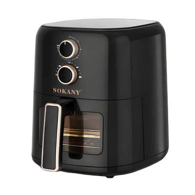SOKANY Friteuse &agrave; Air Chaud 5L 1350W Temp&eacute;rature R&eacute;glable Jusqu' &agrave; 200&deg;C Noir