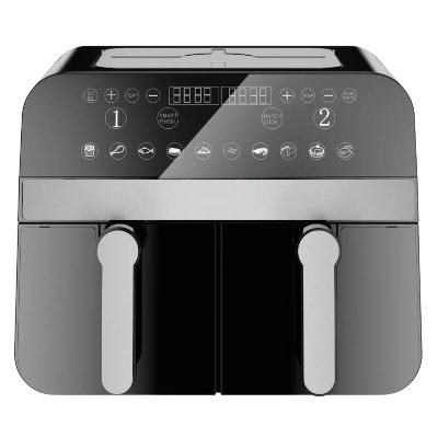 COMFY NEST Friteuse &agrave; air chaud Airfryer num&eacute;rique double panier Noire 2400W 9L  CNAFD45NB