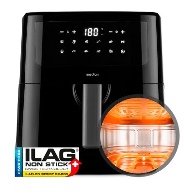 Friteuse &agrave; Air Chaud - MEDION - 50072999 - 2150 W - Ecrant tactile - 9 programmes - Noir 